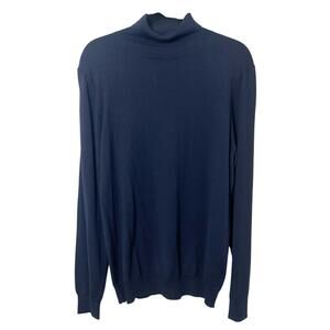 A.P.C. Virgin Wool Fine Knit Turtleneck Sweater Navy Blue Made in Italy Sz L
